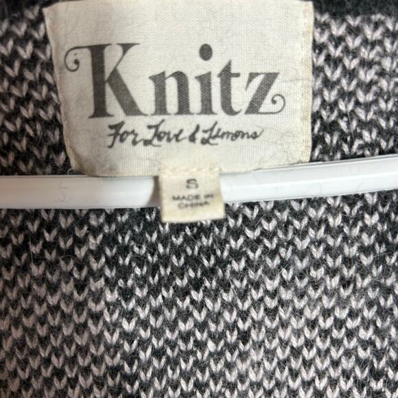 For Love and Lemons Knit Sweater Dress Size Small Black Plaid - Picture 3 of 9